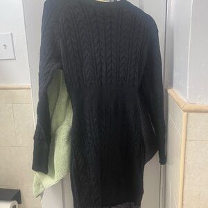 Cupshe Black Cable Knit long sleeve mini dress